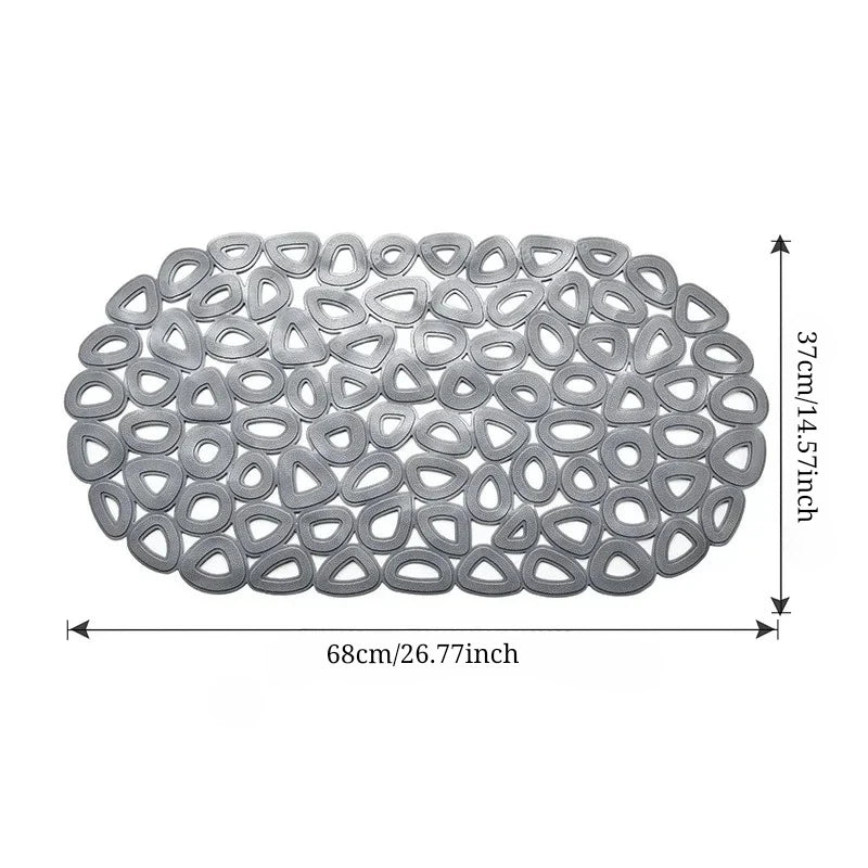 Eco-Friendly Bathroom Non-Slip Mat Quick Drain Waterproof Shower Rug with SuctionCups Massage Ring Ellipses Hole Carpet Bath Mat