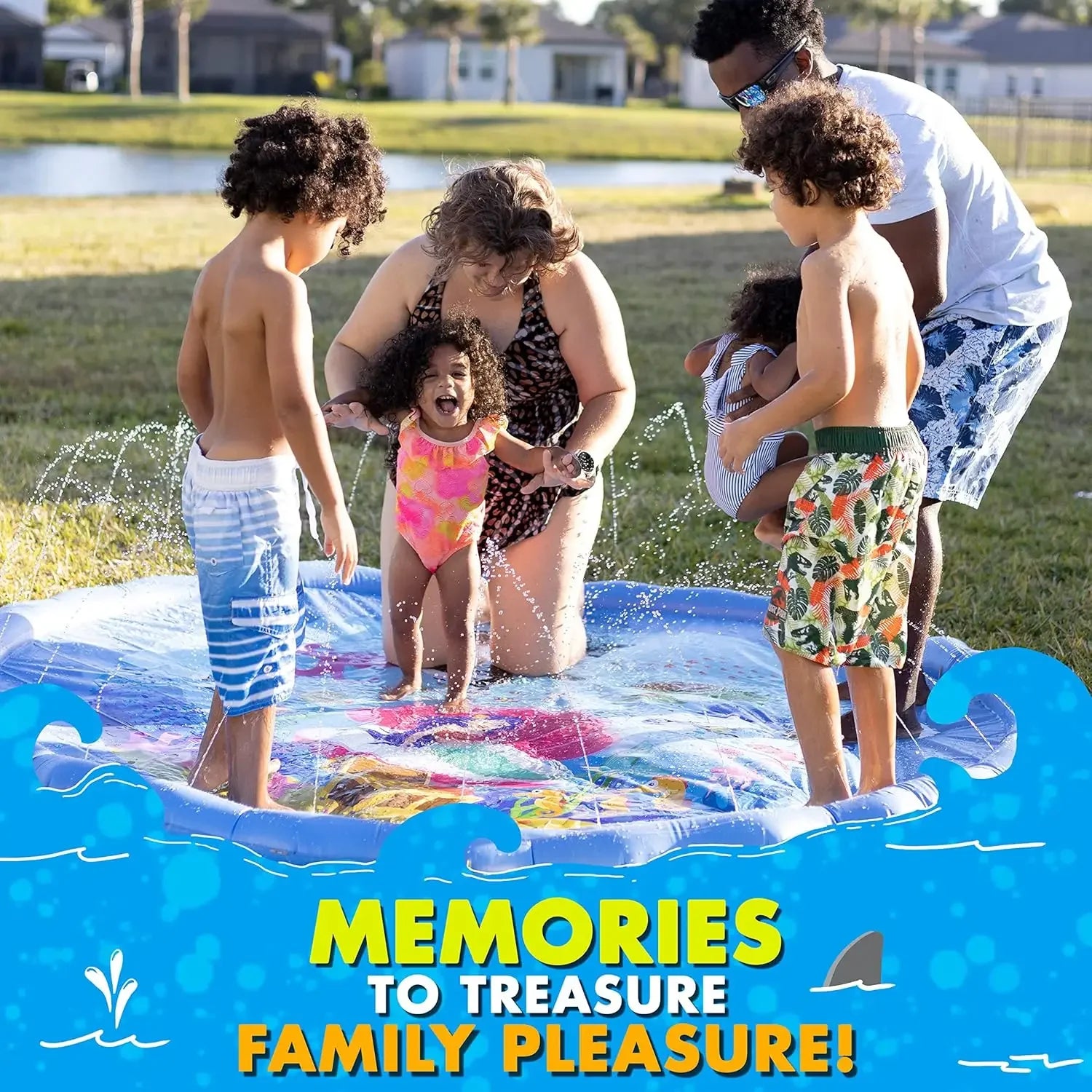 100/60cm Summer Children's Letter Sprinkler Game Mat Outdoor Lawn Beach Inflatable Water Spray Game Mat Outdoor Cushion