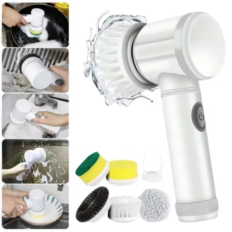 5-in-1 Electric Spin Scrubber Brush for Bathroom Tile Bathtub Sink, Power Scrubber with 5 Replaceable Brush Heads