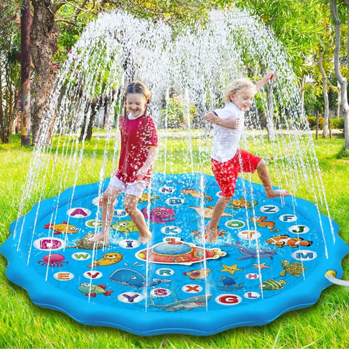 100/60cm Summer Children's Letter Sprinkler Game Mat Outdoor Lawn Beach Inflatable Water Spray Game Mat Outdoor Cushion