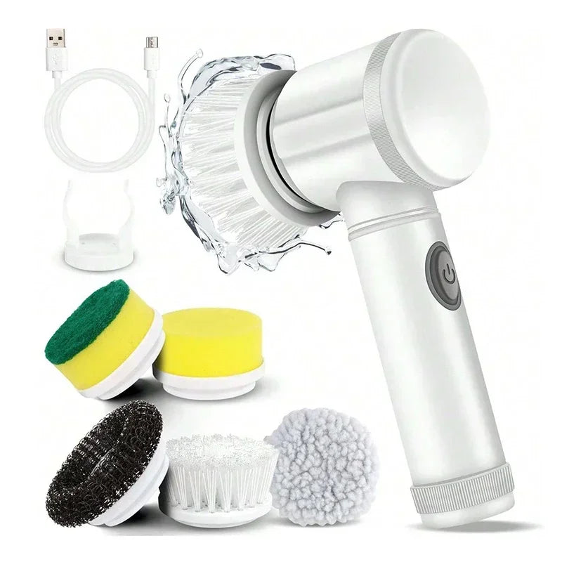 5-in-1 Electric Spin Scrubber Brush for Bathroom Tile Bathtub Sink, Power Scrubber with 5 Replaceable Brush Heads