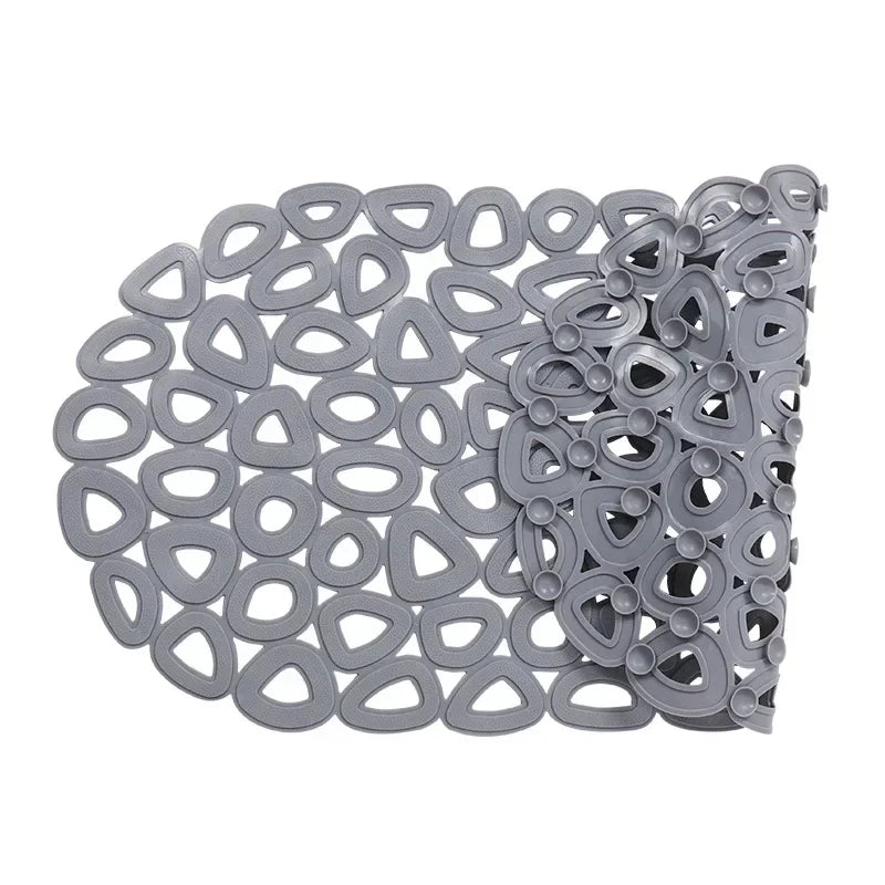 Eco-Friendly Bathroom Non-Slip Mat Quick Drain Waterproof Shower Rug with SuctionCups Massage Ring Ellipses Hole Carpet Bath Mat
