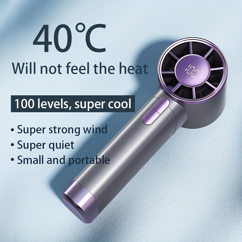 Fashionable Portable Handheld Fan, 1-100 Adjustable Speed - USB Charging, 3000mAh Lithium Battery, Digital Display - Ideal Choice For Travel, Camping, And Outdoor Activities - Perfect Gift For Men And Women, Portable Fan USB